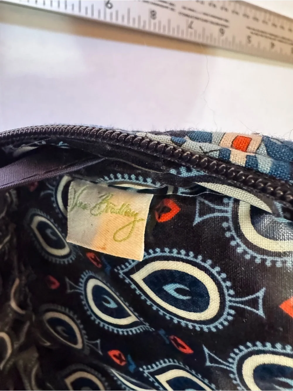 Vera Bradley Blue Orange Paisley Zip Around Travel Wallet Organizer